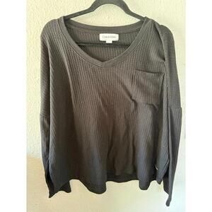 Calvin Klein black soft waffle knit long sleeve size XXL